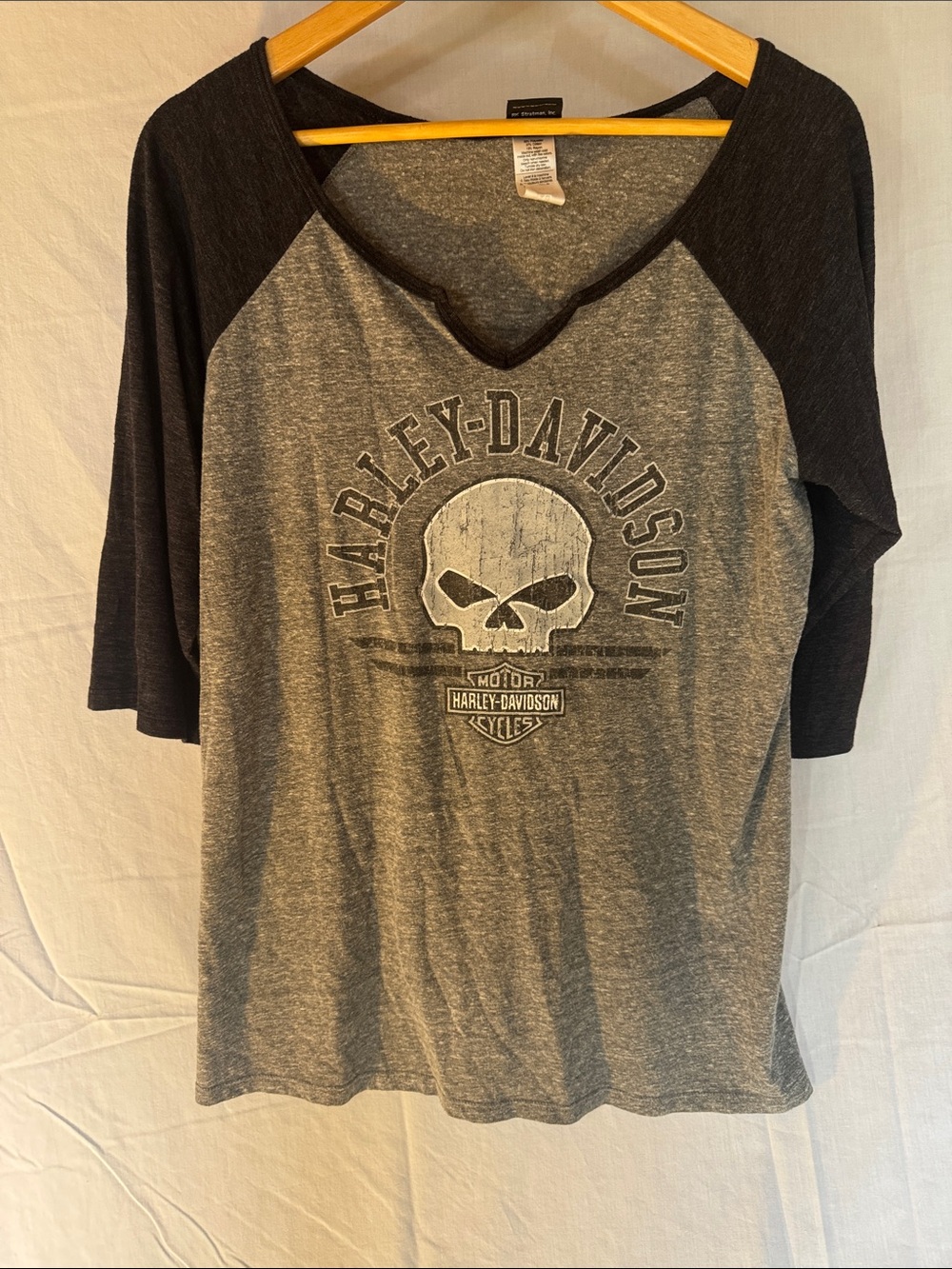 Harley-Davidson Black & Gray Raglan Skull Tee for Kids